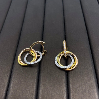 [⭐JeweliWhal]TRINITY EARRINGS GOLD DIAMOND
