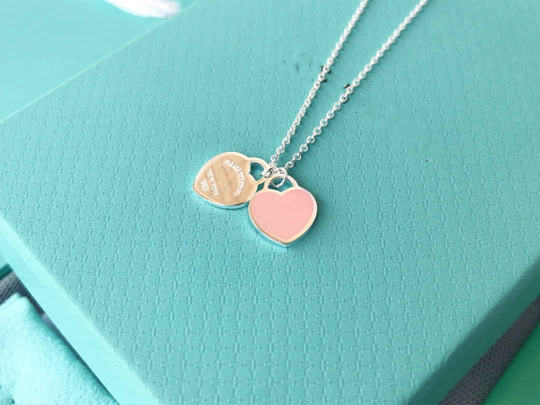 [⭐JeweliWhal]DOUBLE HEART PEDANT SILVER NECKLACE