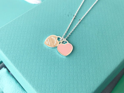 [⭐JeweliWhal]DOUBLE HEART PEDANT SILVER NECKLACE