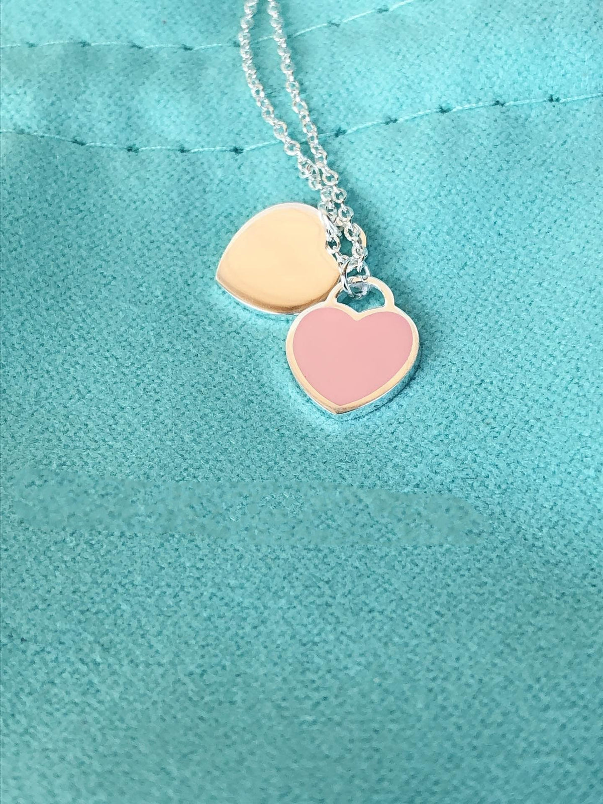 [⭐JeweliWhal]DOUBLE HEART PEDANT SILVER NECKLACE