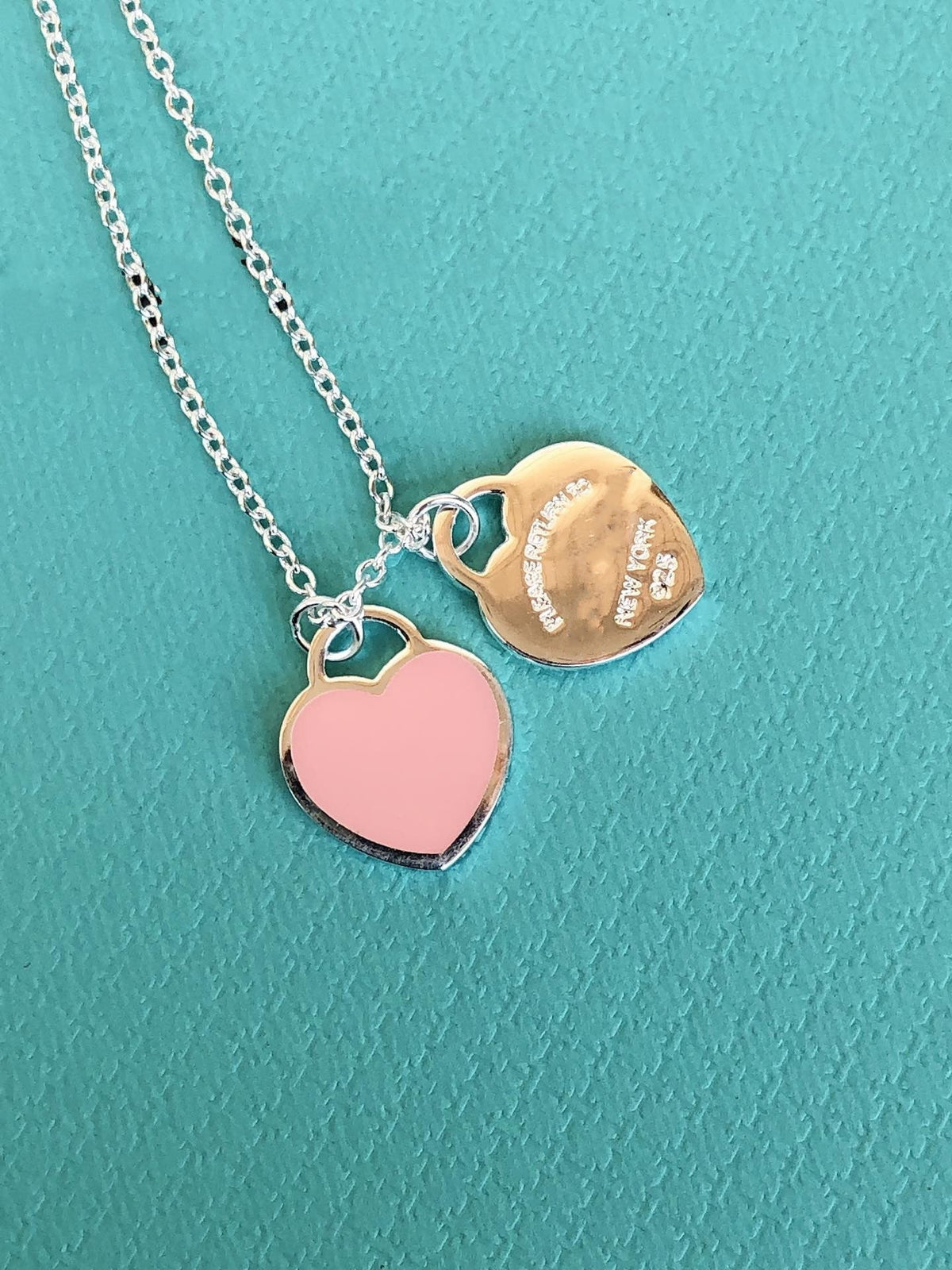 [⭐JeweliWhal]DOUBLE HEART PEDANT SILVER NECKLACE