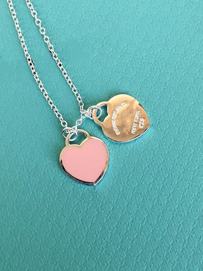 [⭐JeweliWhal]DOUBLE HEART PEDANT SILVER NECKLACE