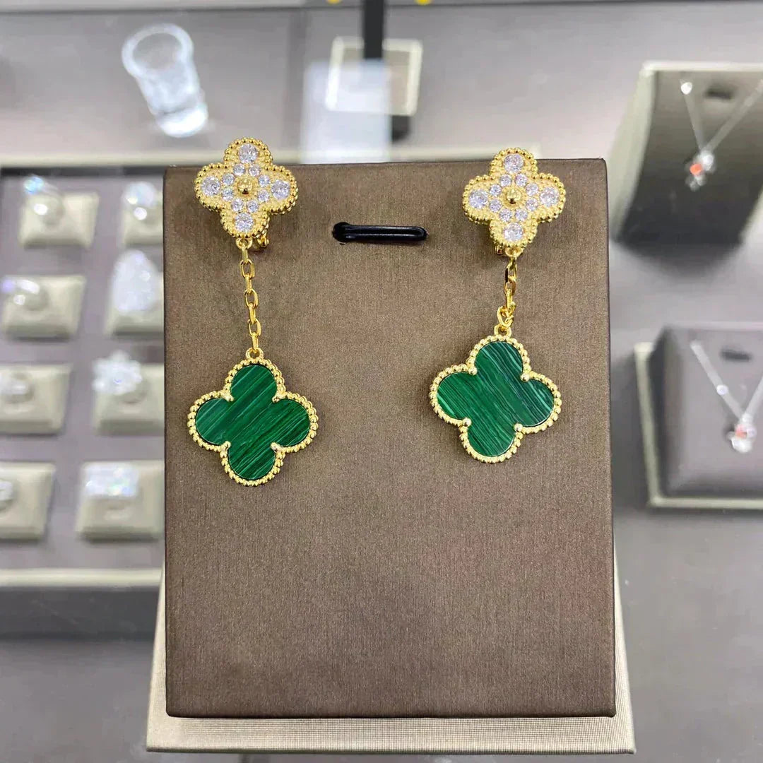 [⭐⭐JeweliWhal]CLOVER 2 MOTIFS DIAMOND EARRINGS (MULTIPLE CHOICES)