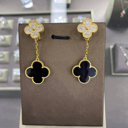 [⭐⭐JeweliWhal]CLOVER 2 MOTIFS DIAMOND EARRINGS (MULTIPLE CHOICES)