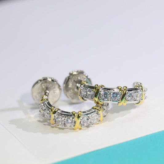 [⭐JeweliWhal]TWENTY STONE HOOP GOLD EARRINGS
