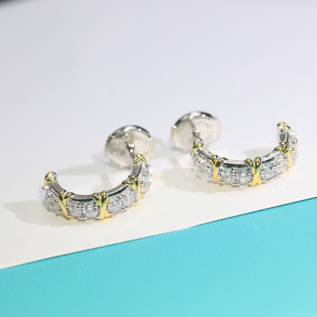 [⭐JeweliWhal]TWENTY STONE HOOP GOLD EARRINGS