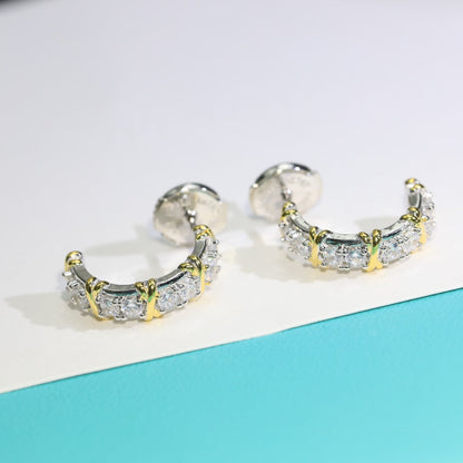 [⭐JeweliWhal]TWENTY STONE HOOP GOLD EARRINGS