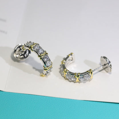 [⭐JeweliWhal]TWENTY STONE HOOP GOLD EARRINGS
