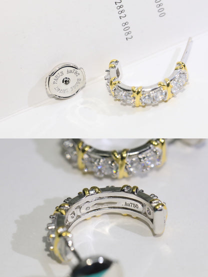 [⭐JeweliWhal]TWENTY STONE HOOP GOLD EARRINGS