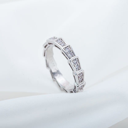 [⭐⭐JeweliWhal]SERPENTI RING SILVER DIAMOND PAVED 3MM