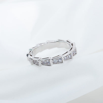 [⭐⭐JeweliWhal]SERPENTI RING SILVER DIAMOND PAVED 3MM