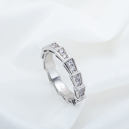 [⭐⭐JeweliWhal]SERPENTI RING SILVER DIAMOND PAVED 3MM