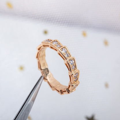 [⭐⭐JeweliWhal]SERPENTI RING PINK GOLD DIAMOND PAVED 3MM