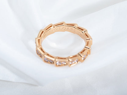 [⭐⭐JeweliWhal]SERPENTI RING PINK GOLD DIAMOND PAVED 3MM