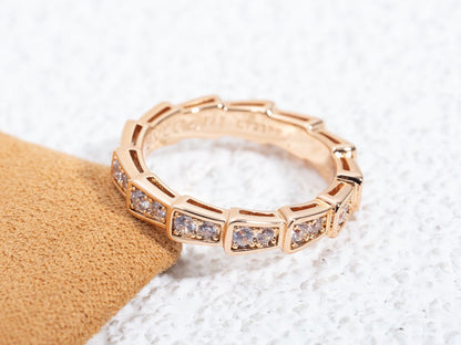 [⭐⭐JeweliWhal]SERPENTI RING PINK GOLD DIAMOND PAVED 3MM