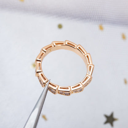[⭐⭐JeweliWhal]SERPENTI RING PINK GOLD DIAMOND PAVED 3MM