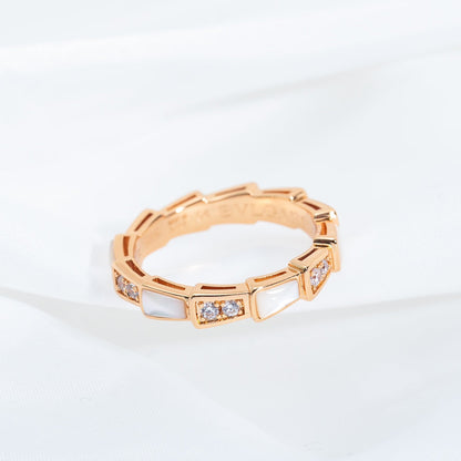 [⭐⭐JeweliWhal]SERPENTI RING PINK GOLD DIAMOND MOP 3MM