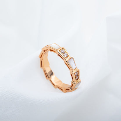 [⭐⭐JeweliWhal]SERPENTI RING PINK GOLD DIAMOND MOP 3MM