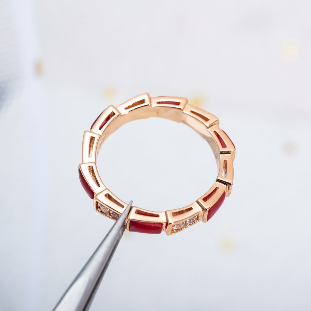 [⭐⭐JeweliWhal]セルペンティ リング ピンクゴールド カーネリアン ダイヤモンド 3mm