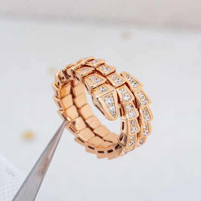 [⭐⭐JeweliWhal]SERPENTI RING PINK GOLD DIAMOND DOUBLE ROW
