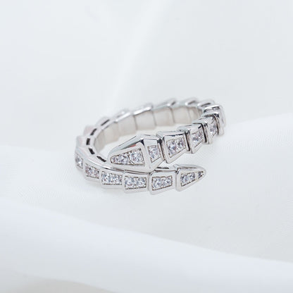 [⭐⭐JeweliWhal]SERPENTI RING SILVER DIAMOND PAVED 4MM