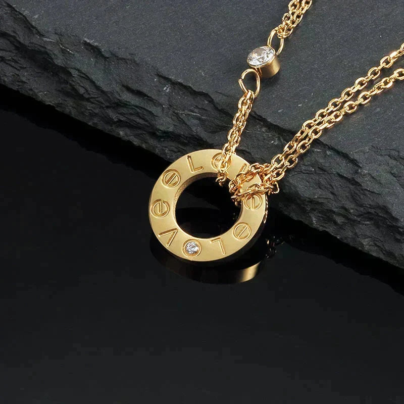 [⭐⭐JeweliWhal]ラブネックレス 16MM ダイヤモンド2石
