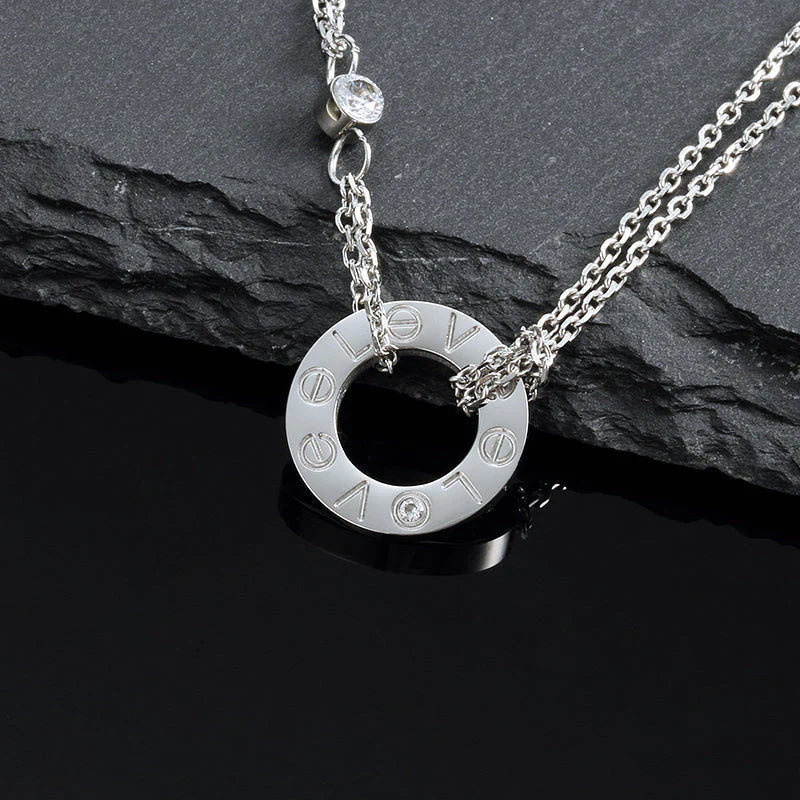 [⭐⭐JeweliWhal]ラブネックレス 16MM ダイヤモンド2石