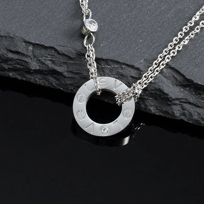 [⭐⭐JeweliWhal]ラブネックレス 16MM ダイヤモンド2石