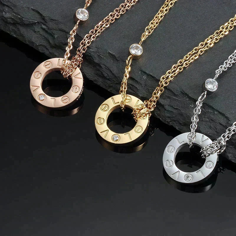 [⭐⭐JeweliWhal]ラブネックレス 16MM ダイヤモンド2石
