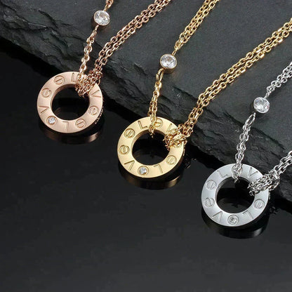[⭐⭐JeweliWhal]ラブネックレス 16MM ダイヤモンド2石