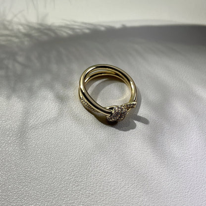 [⭐JeweliWhal]KNOT RING DOUBLE ROW GOLD DIAMOND