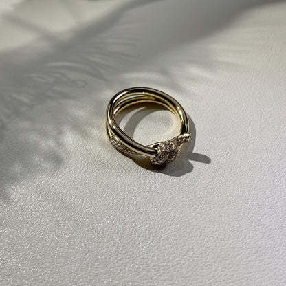 [⭐JeweliWhal]KNOT RING DOUBLE ROW GOLD DIAMOND