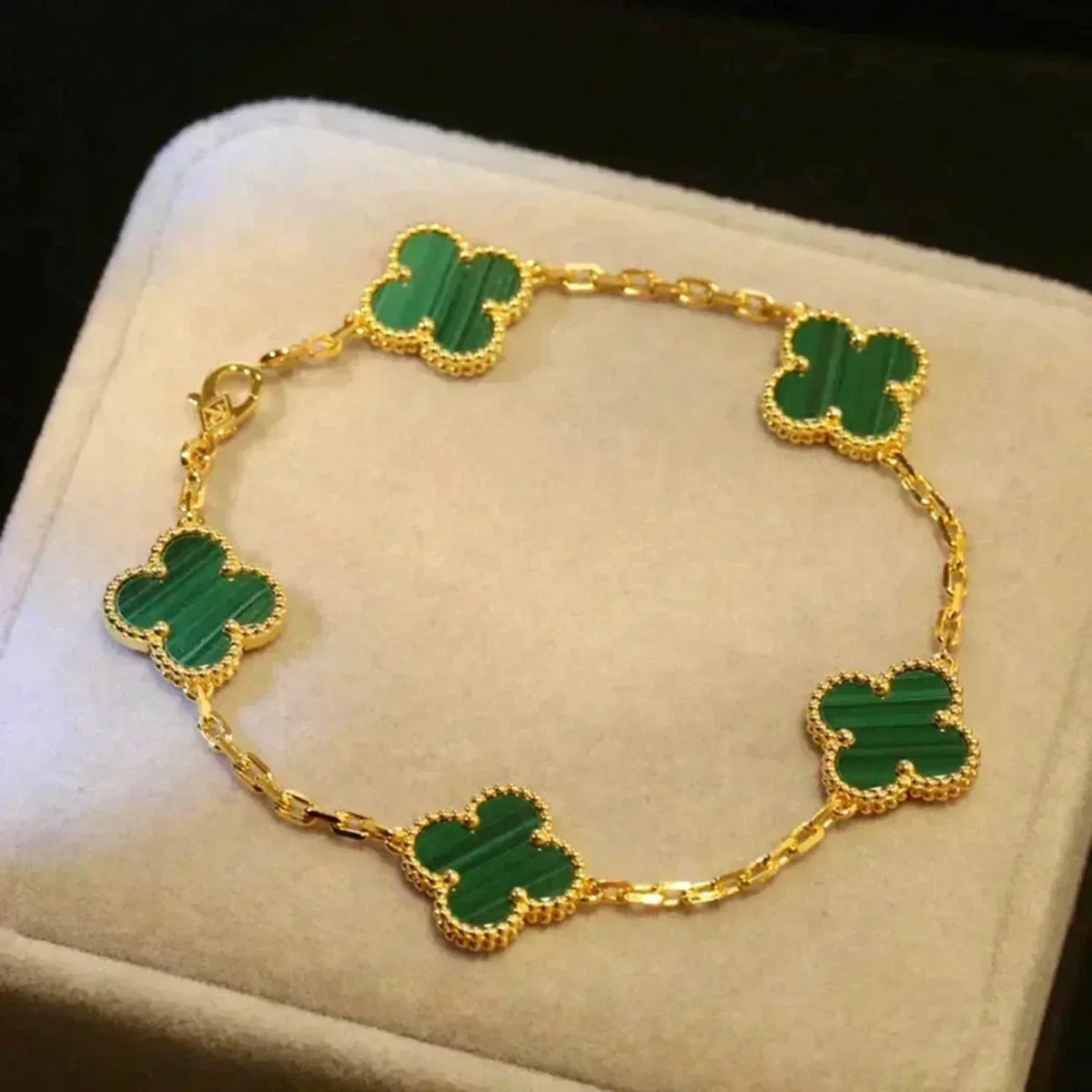 [⭐⭐JeweliWhal] CLOVER 5 MOTIF MALACHITE BRACELET COLLECTION