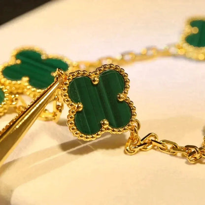 [⭐⭐JeweliWhal] CLOVER 5 MOTIF MALACHITE BRACELET COLLECTION