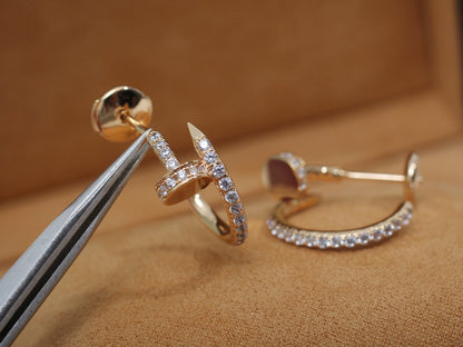 [⭐⭐JeweliWhal]JUSTE EARRINGS 12.75MM PINK GOLD DIAMOND