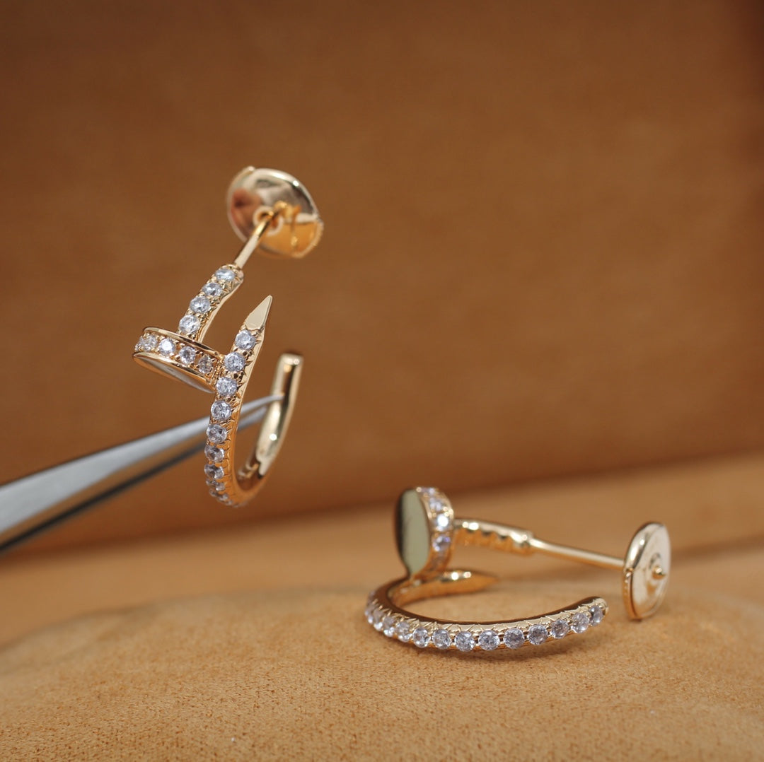 [⭐⭐JeweliWhal]JUSTE EARRINGS 12.75MM PINK GOLD DIAMOND