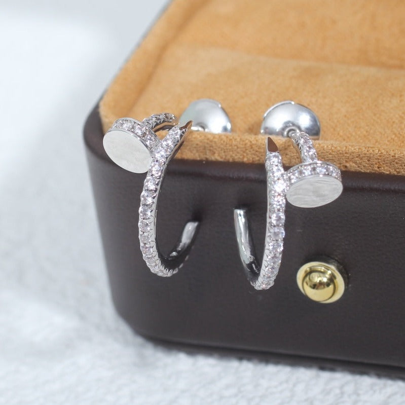 [⭐⭐JeweliWhal]JUSTE イヤリング 12.75MM シルバー ダイヤモンド