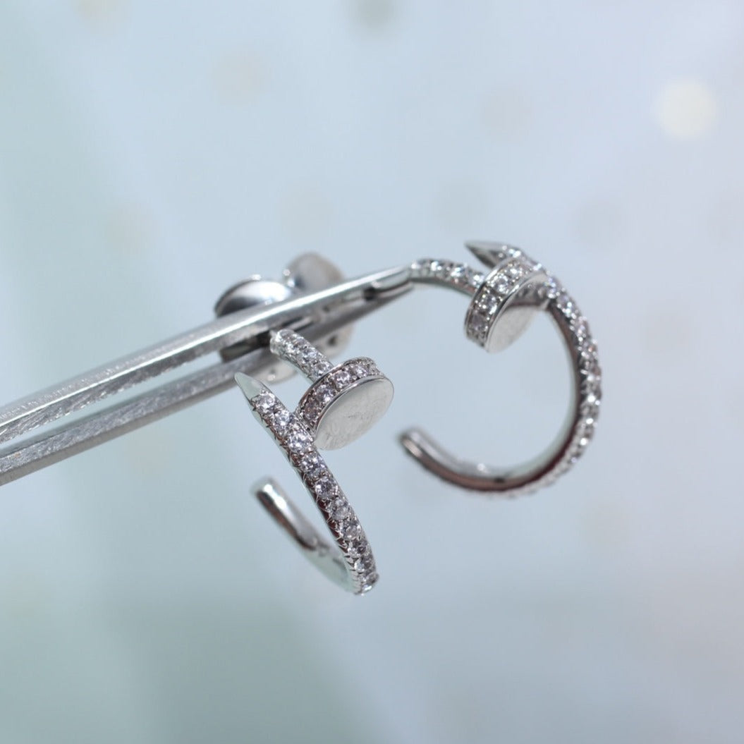 [⭐⭐JeweliWhal]JUSTE イヤリング 12.75MM シルバー ダイヤモンド