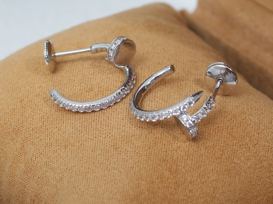 [⭐⭐JeweliWhal]JUSTE イヤリング 12.75MM シルバー ダイヤモンド