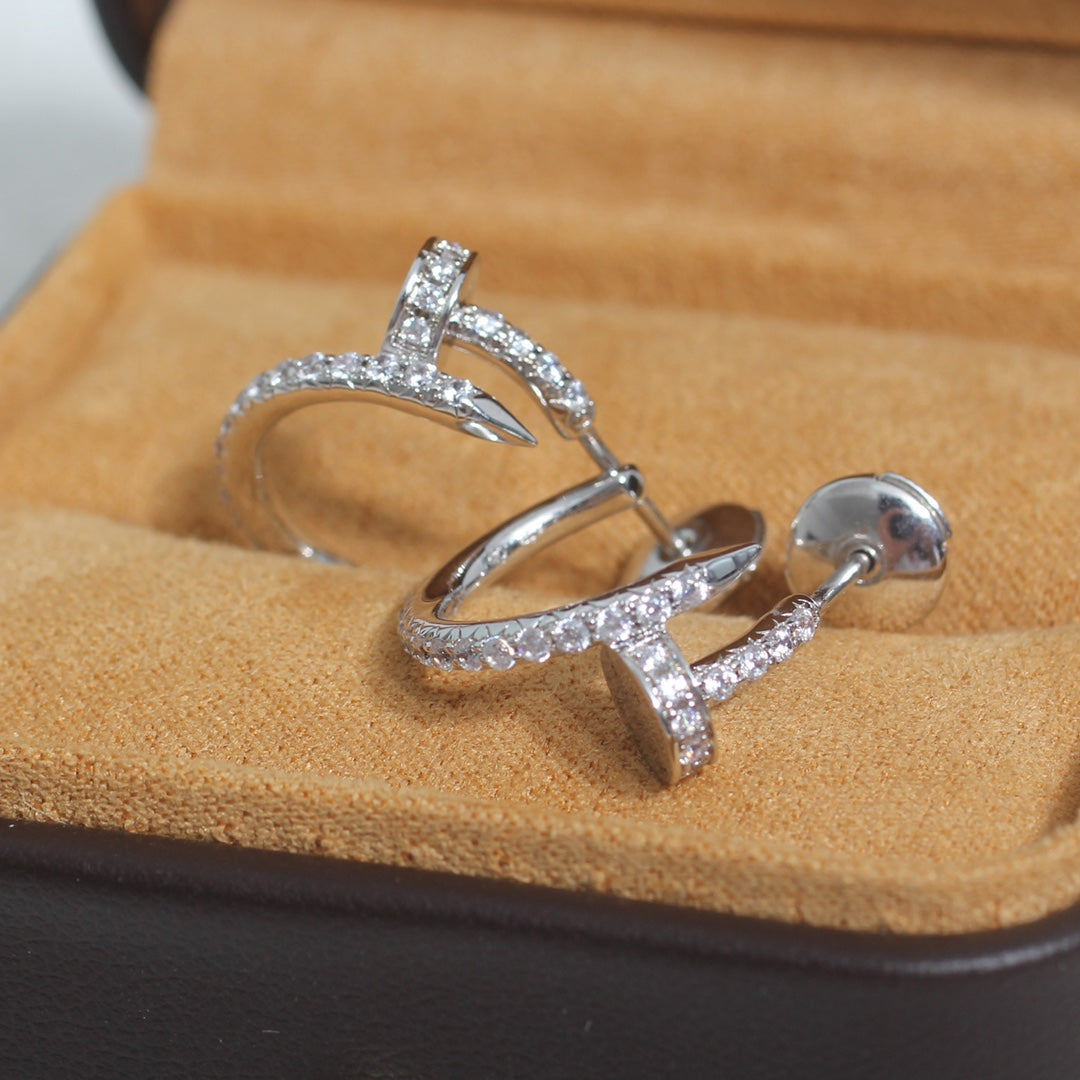 [⭐⭐JeweliWhal]JUSTE イヤリング 12.75MM シルバー ダイヤモンド