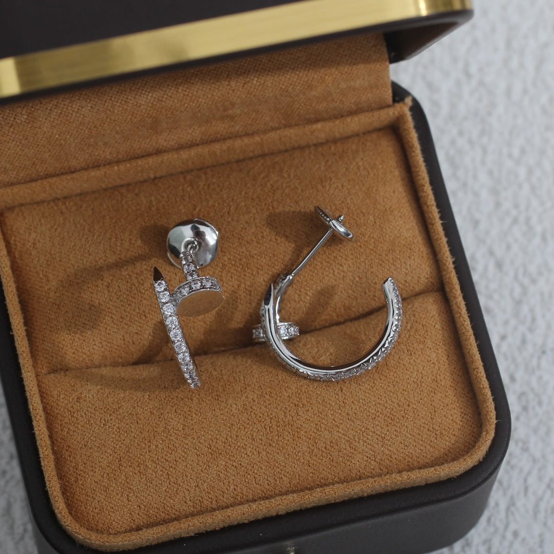 [⭐⭐JeweliWhal]JUSTE イヤリング 12.75MM シルバー ダイヤモンド