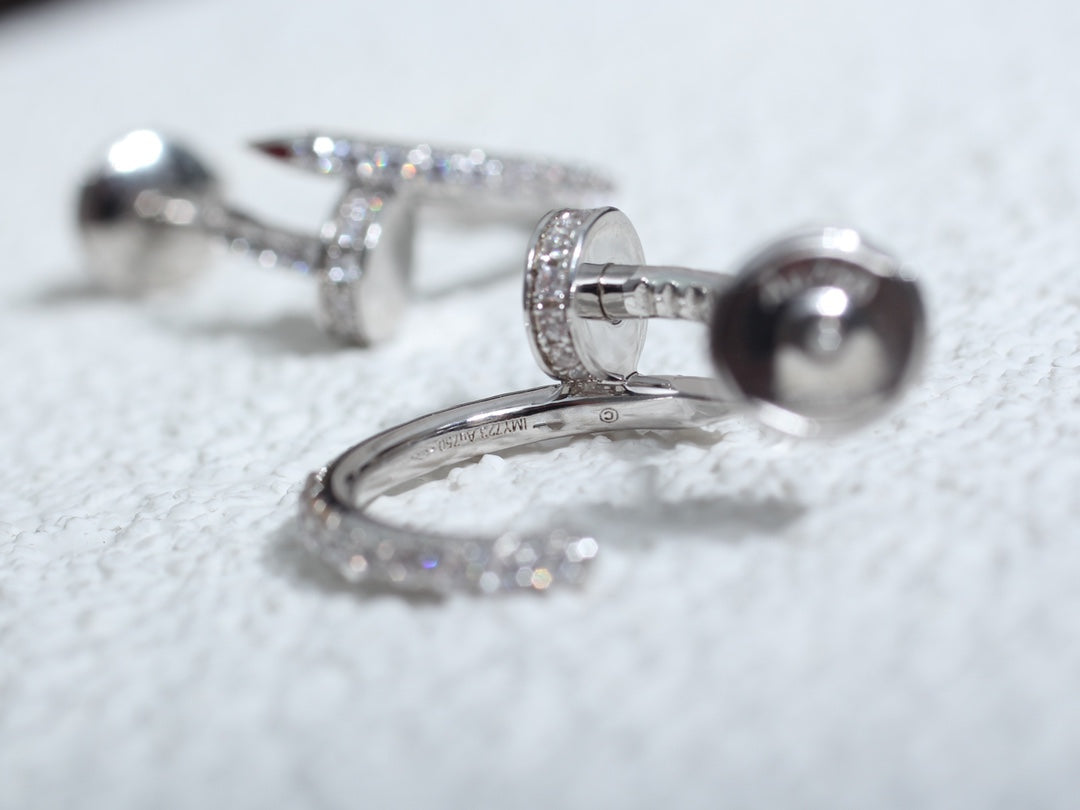 [⭐⭐JeweliWhal]JUSTE イヤリング 12.75MM シルバー ダイヤモンド