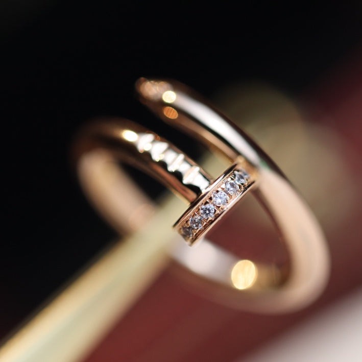 [⭐⭐JeweliWhal]JUSTE RING 2.65MM PINK GOLD DIAMOND