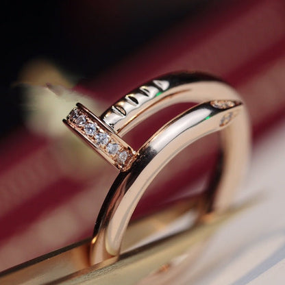 [⭐⭐JeweliWhal]JUSTE RING 2.65MM PINK GOLD DIAMOND