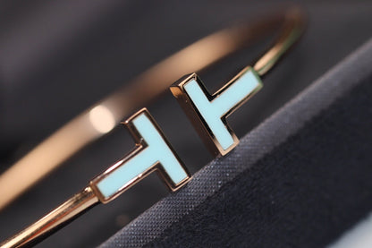 [⭐JeweliWhal]T BRACELET 1.8MM TURQUOISE PINK GOLD