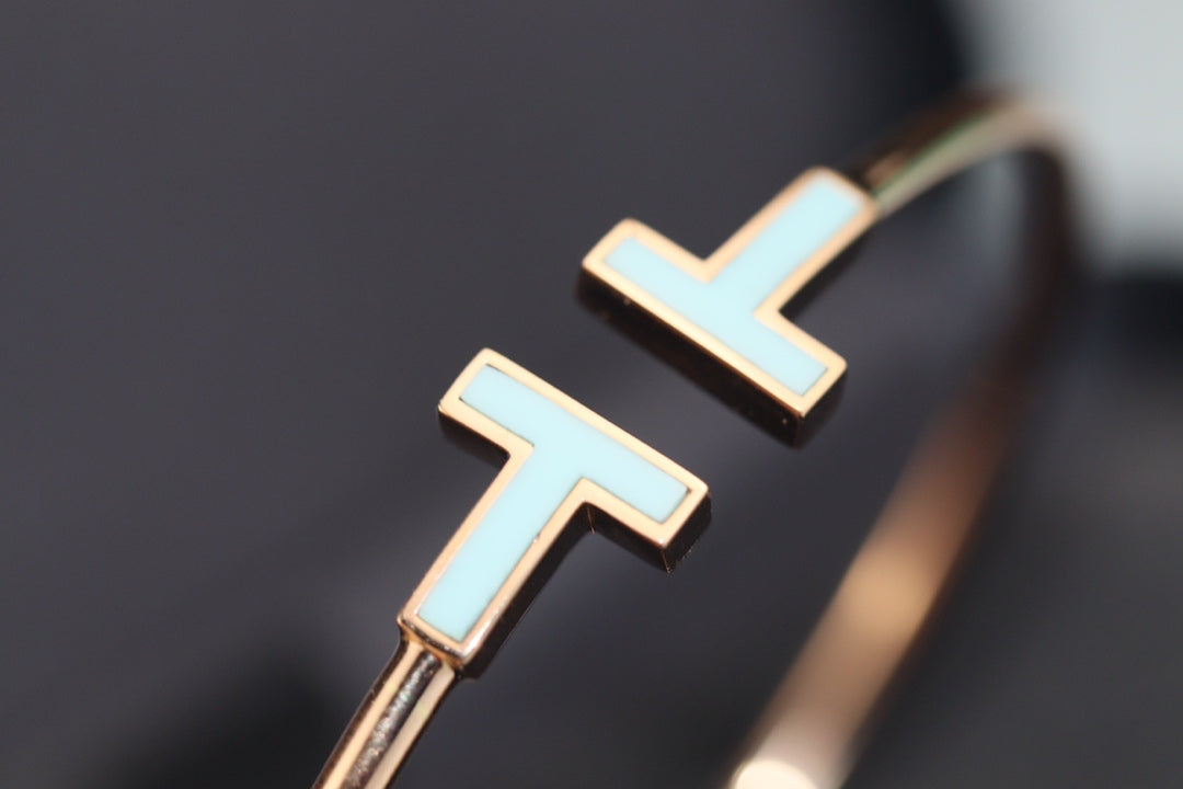 [⭐JeweliWhal]T BRACELET 1.8MM TURQUOISE PINK GOLD