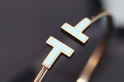 [⭐JeweliWhal]T BRACELET 1.8MM TURQUOISE PINK GOLD