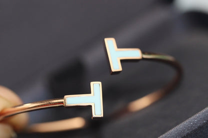 [⭐JeweliWhal]T BRACELET 1.8MM TURQUOISE PINK GOLD
