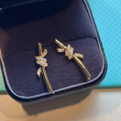 [⭐JeweliWhal]KNOT EARRINGS GOLD DIAMOND