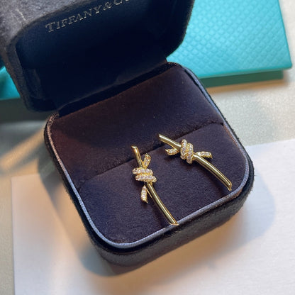 [⭐JeweliWhal]KNOT EARRINGS GOLD DIAMOND
